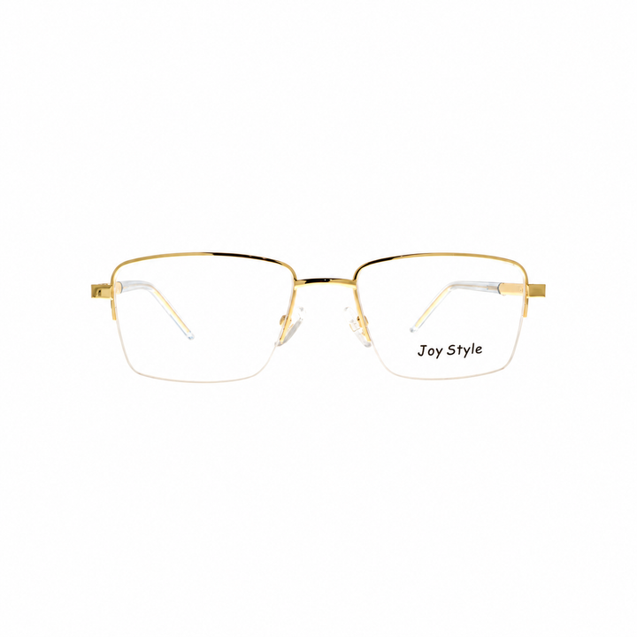 نظارة طبية للجنسين بتصميم نصف بدون إطار على شكل مربع من Joy Style مقاس 53 8881c1 ذهبي