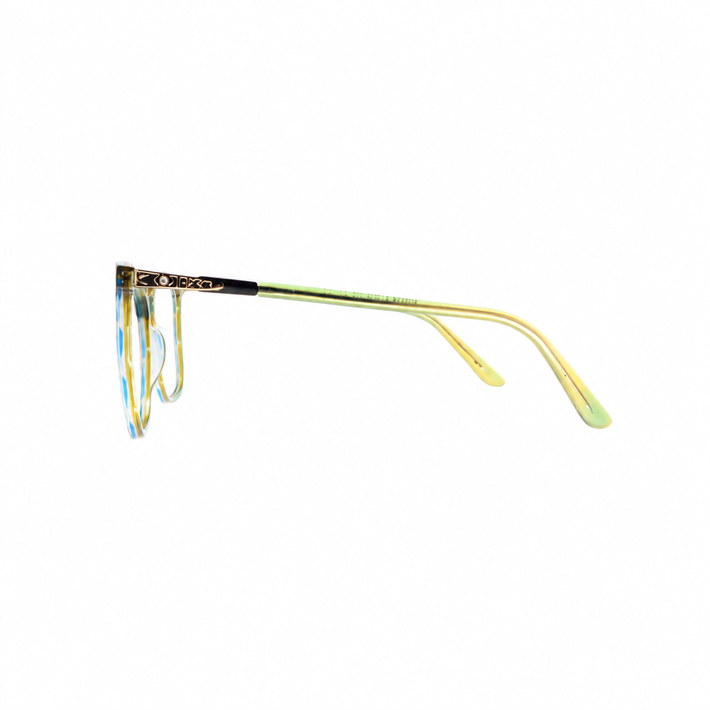 Joy Style 9007C4 Light Green eyeglasses side view on white background