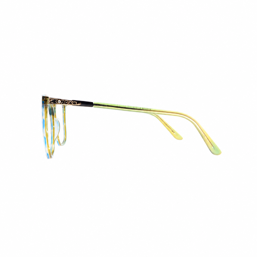 Joy Style 9007C4 Light Green eyeglasses side view on white background