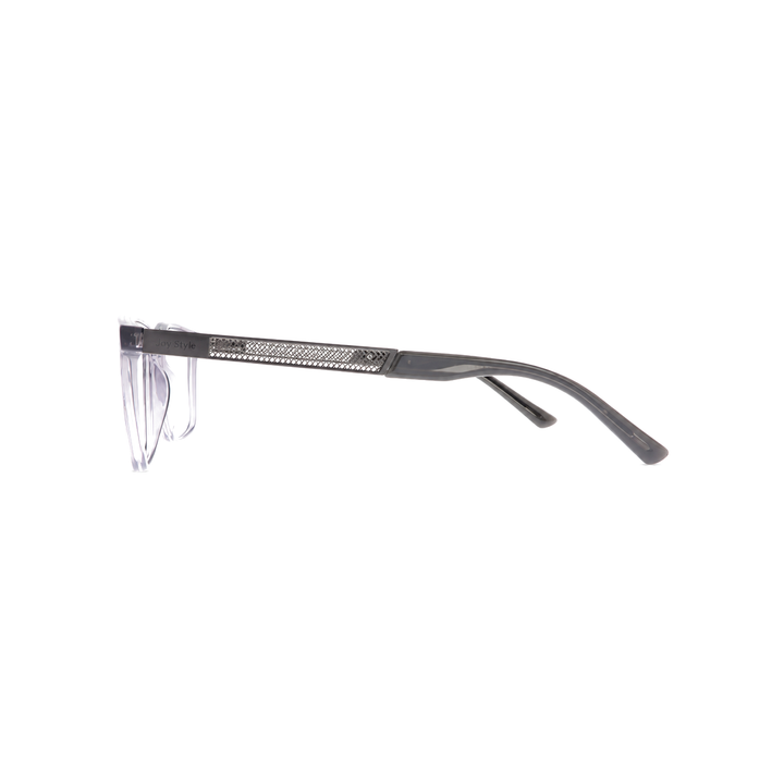 Joy Style JOY9807C4 grey eyeglasses side view on pure white background