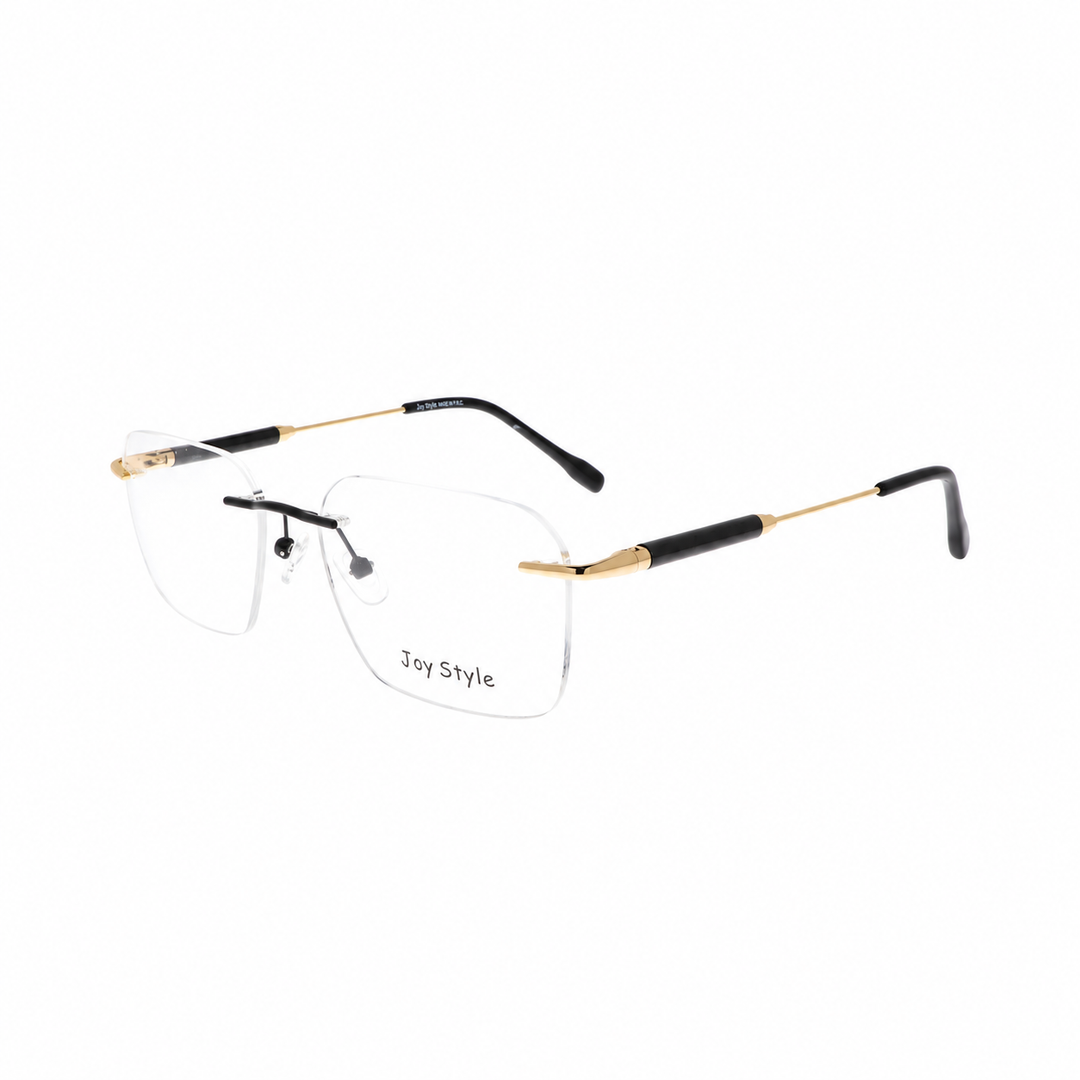 Joy Style CH5600C1 black gold rimless eyeglasses angled view