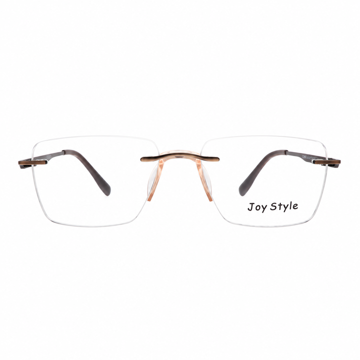 Joy Style For Unisex Eyeglasses Rimless Square Shape Size 53 Ch6602c3 Brown