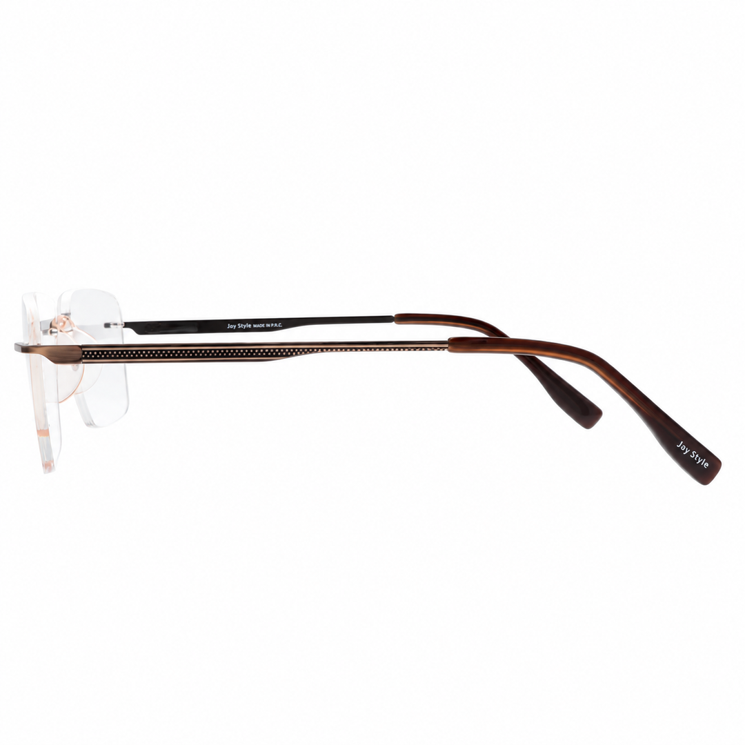 Joy Style For Unisex Eyeglasses Rimless Square Shape Size 53 Ch6602c3 Brown