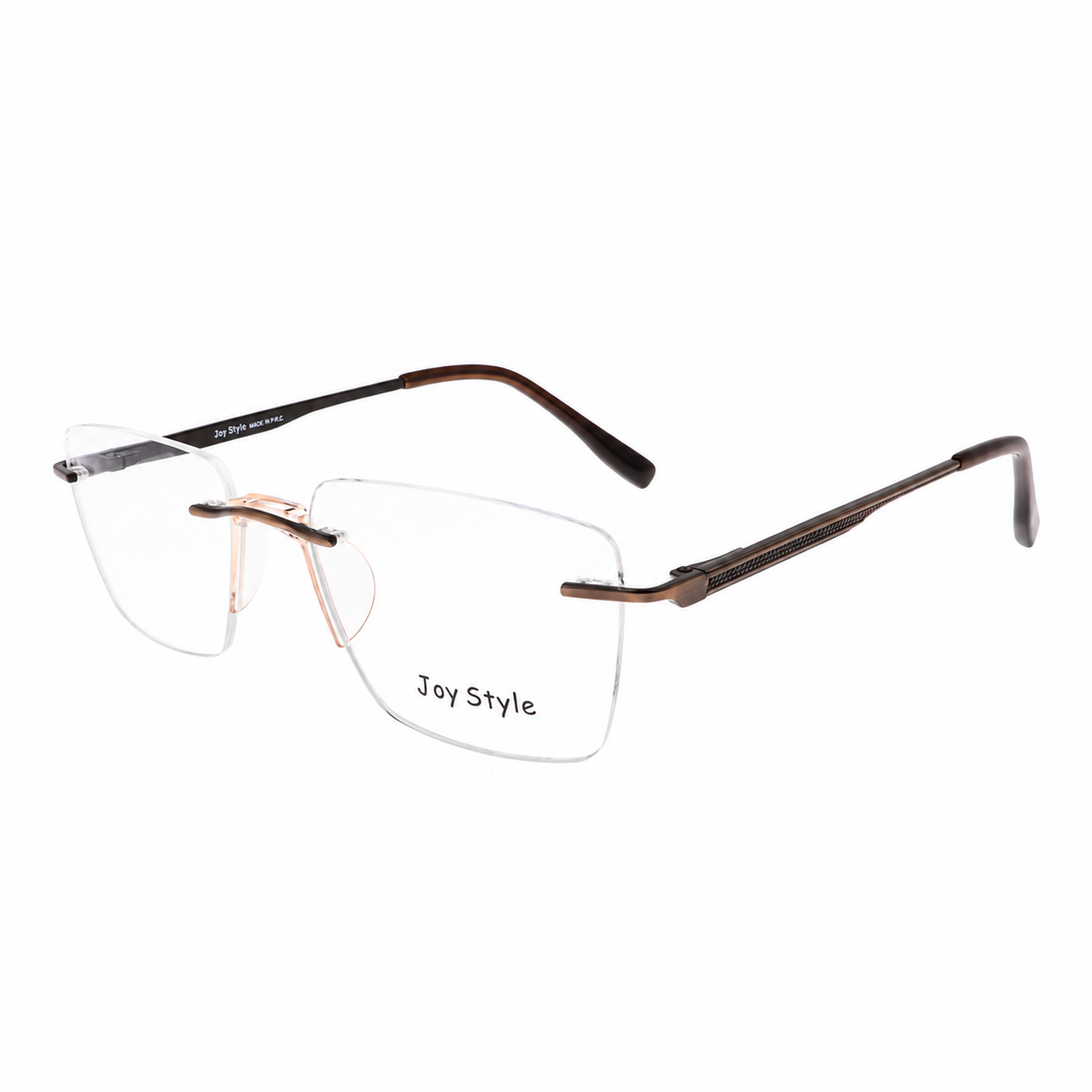 Joy Style For Unisex Eyeglasses Rimless Square Shape Size 53 Ch6602c3 Brown