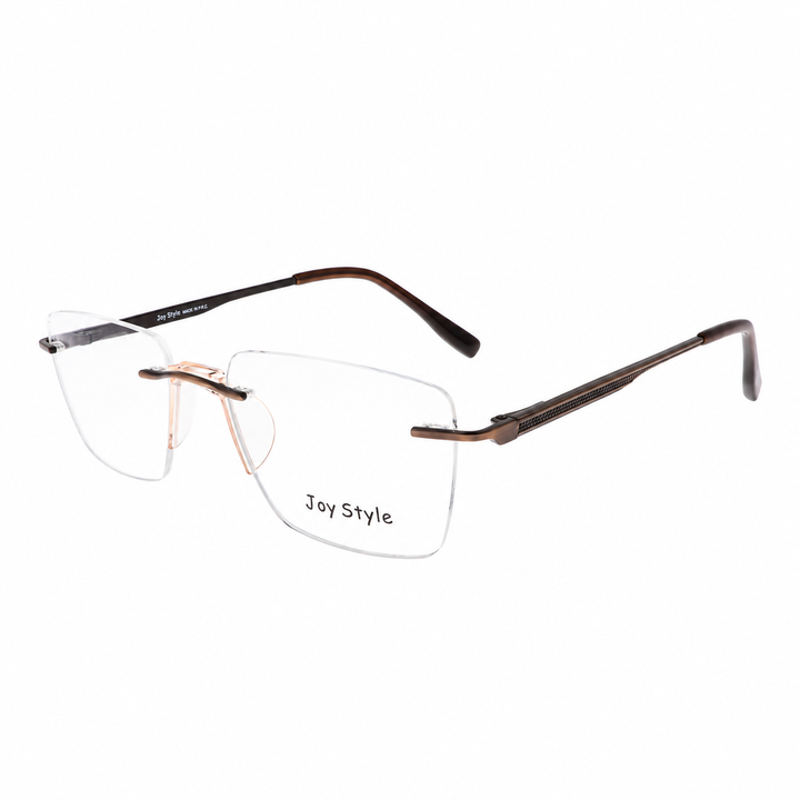 Joy Style For Unisex Eyeglasses Rimless Square Shape Size 53 Ch6602c3 Brown