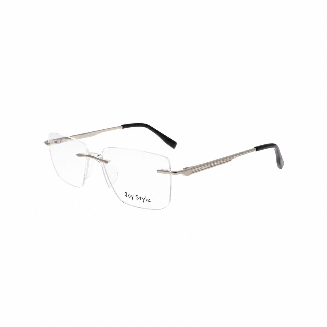 Joy Style CH6603C6 silver rimless eyeglasses angled view