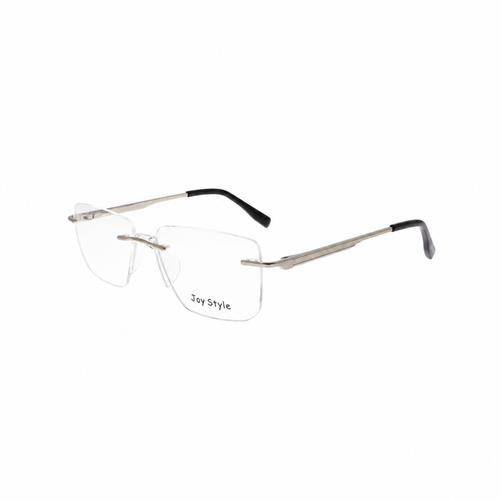 Joy Style CH6603C6 silver rimless eyeglasses angled view