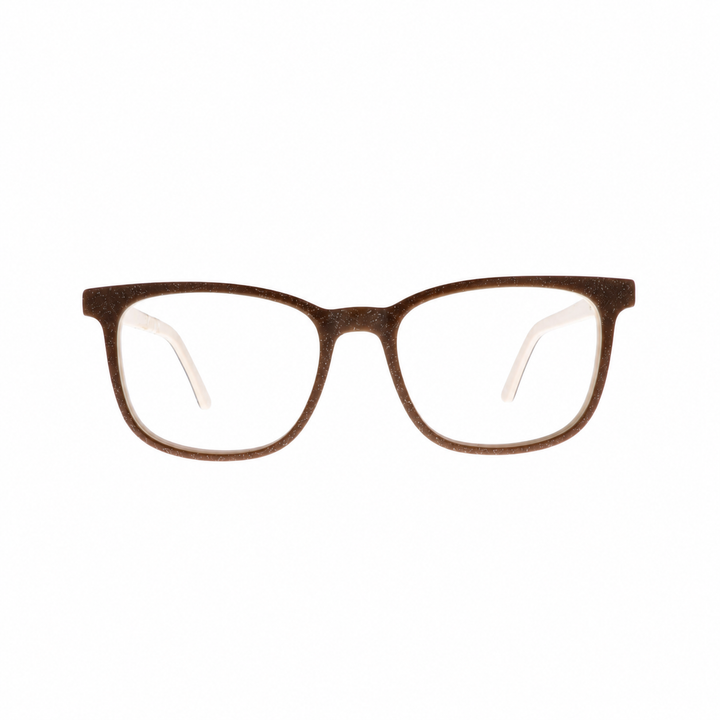Joy Style CH8008C6 brown beige eyeglasses front view on white background