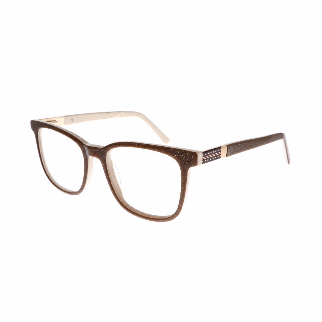 Joy Style CH8008C6 brown beige eyeglasses angle view on white background