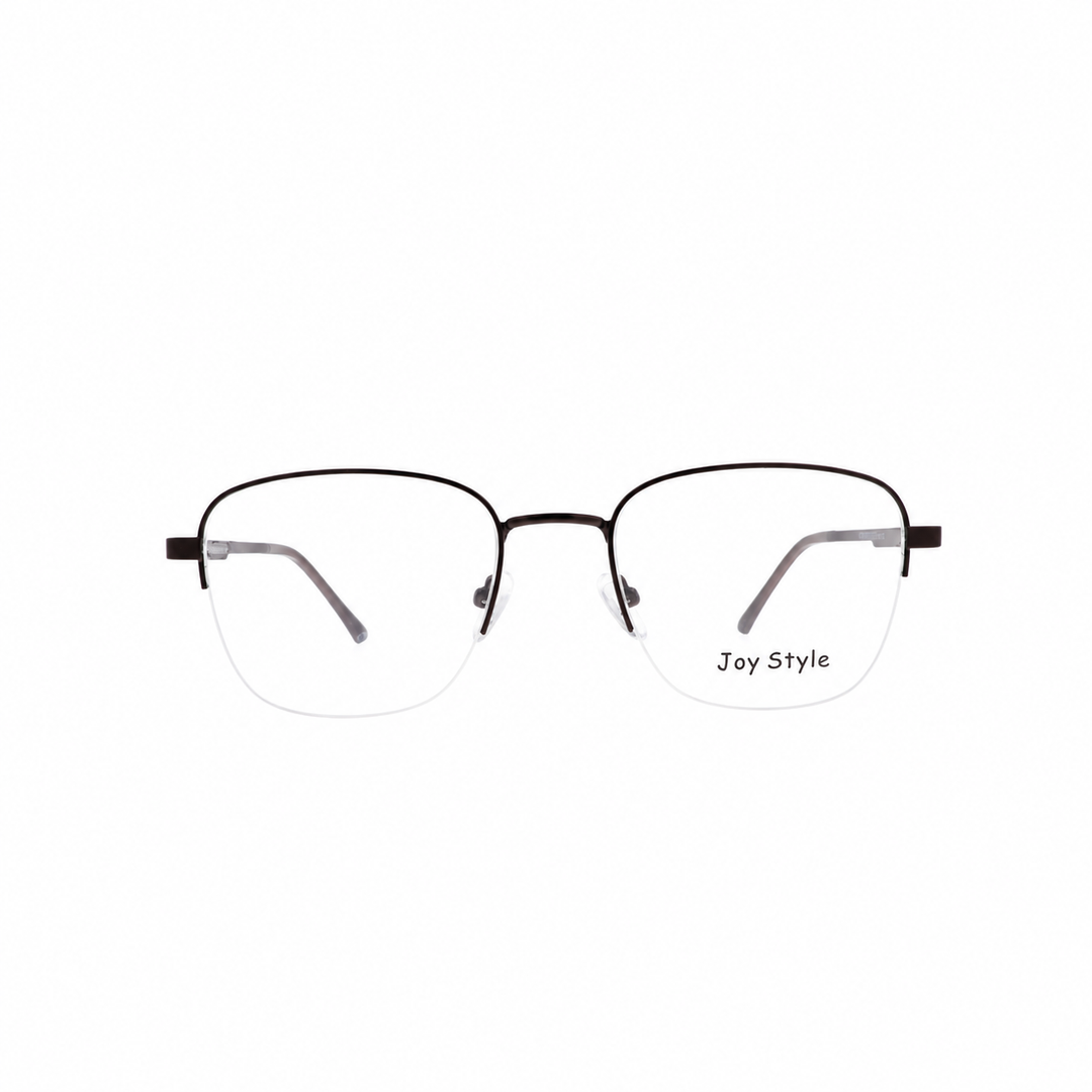 Joy Style For Unisex Metal Eyeglasses Semi-Rimless Square Shape Size 52 Ch8839c4 Brown