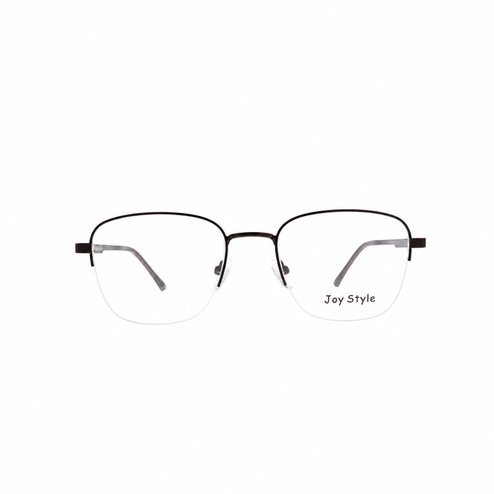 Joy Style For Unisex Metal Eyeglasses Semi-Rimless Square Shape Size 52 Ch8839c4 Brown
