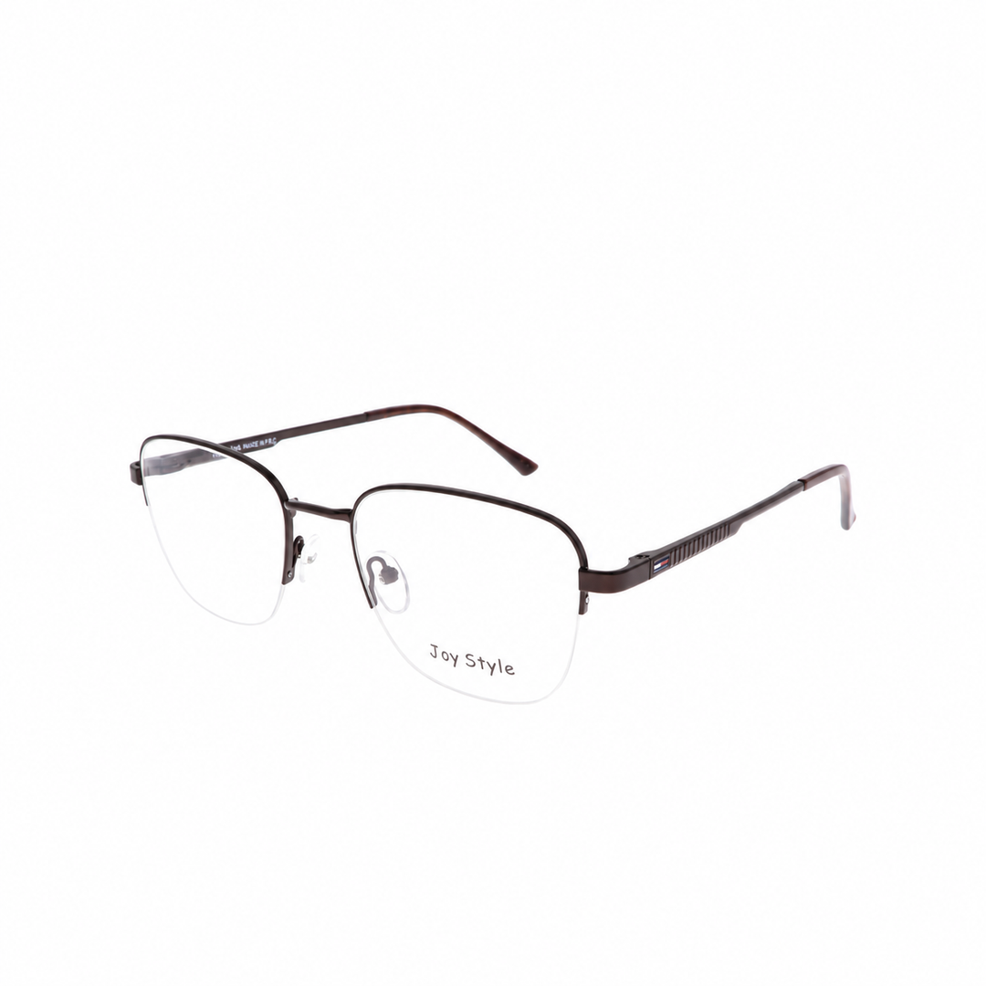 Joy Style For Unisex Metal Eyeglasses Semi-Rimless Square Shape Size 52 Ch8839c4 Brown