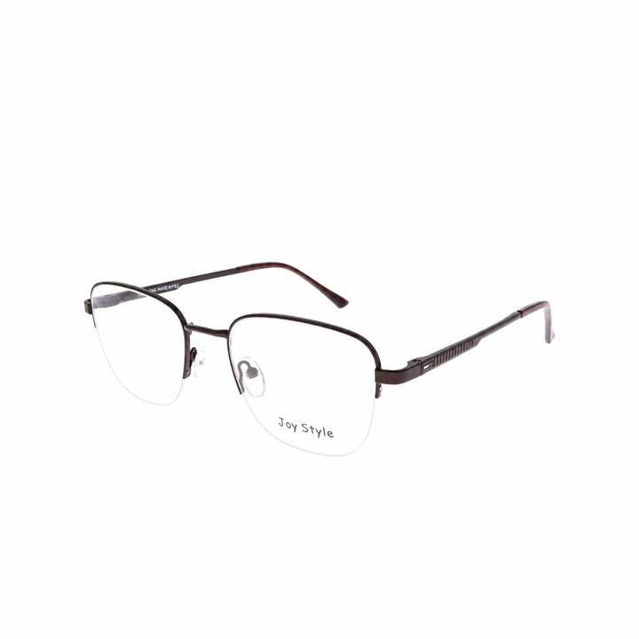 Joy Style For Unisex Metal Eyeglasses Semi-Rimless Square Shape Size 52 Ch8839c4 Brown