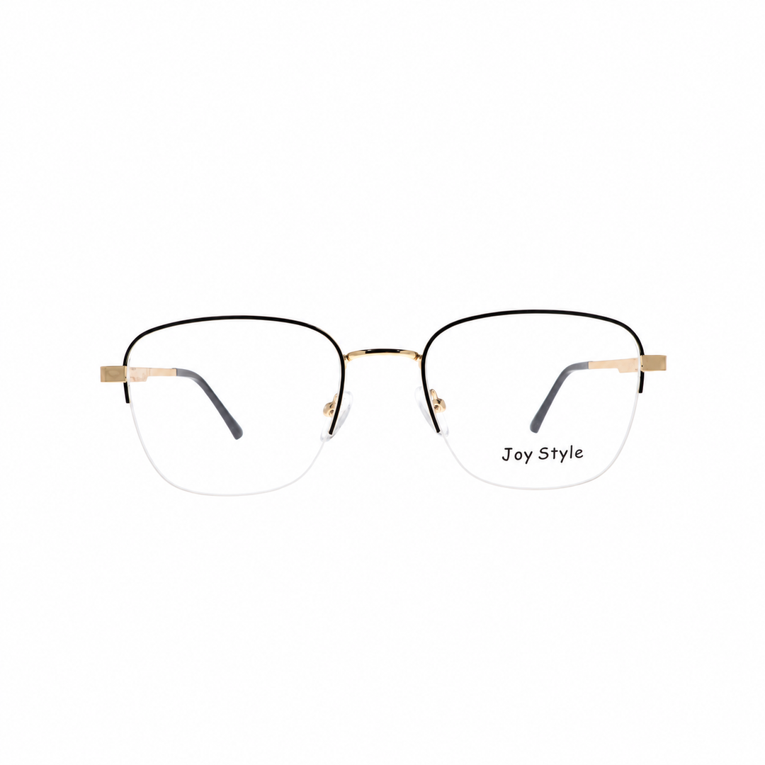 Joy Style For Unisex Metal Eyeglasses Semi-Rimless Square Shape Size 52 Ch8839c6 Brown Gold