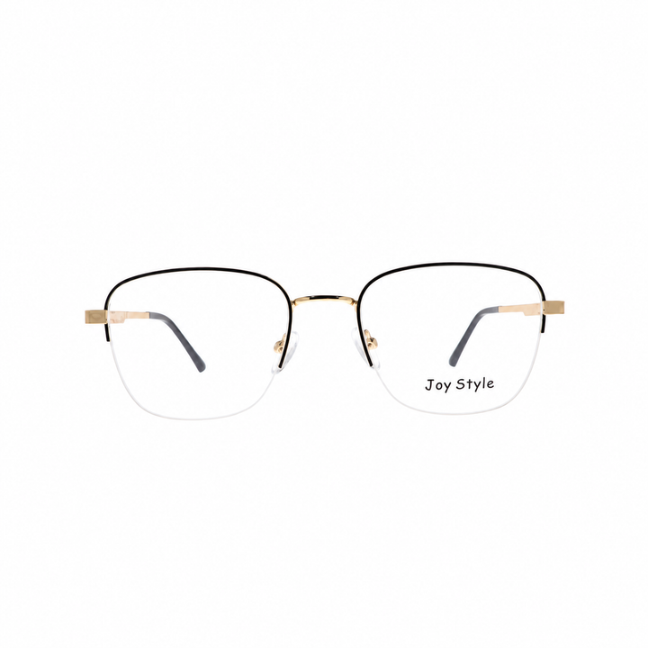 Joy Style For Unisex Metal Eyeglasses Semi-Rimless Square Shape Size 52 Ch8839c6 Brown Gold