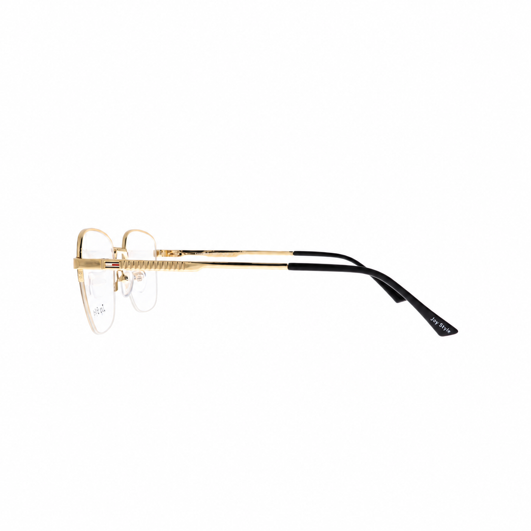 Joy Style For Unisex Metal Eyeglasses Semi-Rimless Square Shape Size 52 Ch8839c6 Brown Gold