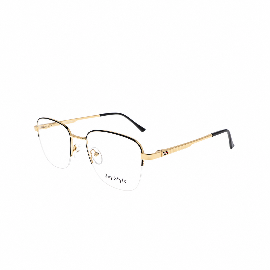 Joy Style For Unisex Metal Eyeglasses Semi-Rimless Square Shape Size 52 Ch8839c6 Brown Gold