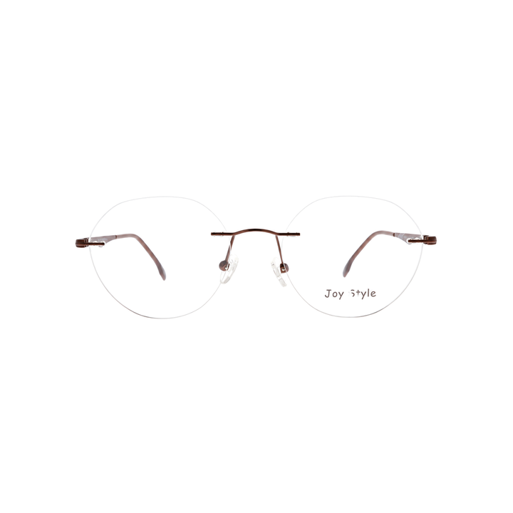 Joy Style For Unisex Eyeglasses Clip Rimless Round Shape Size 52 Dc3061c5clip Brown