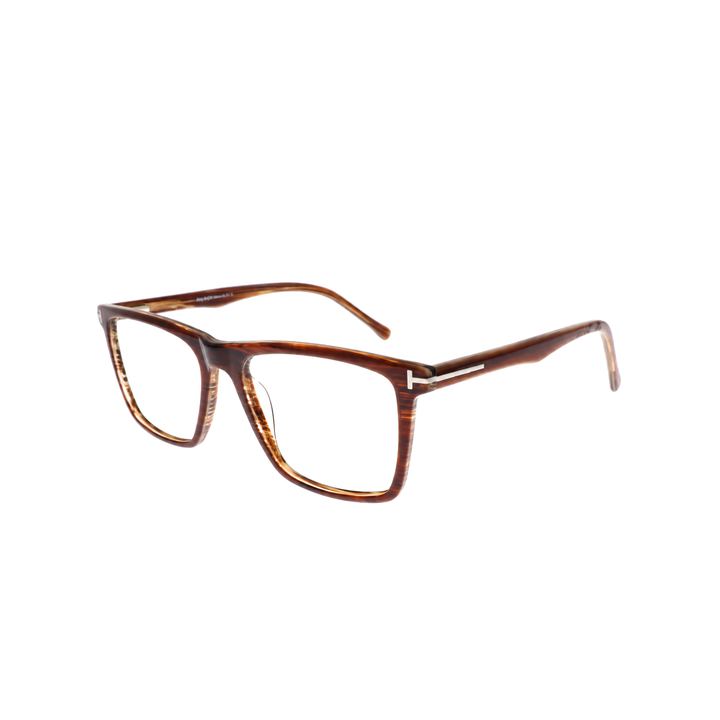 Joy Style FT5784C186 brown eyeglasses angle view on white background
