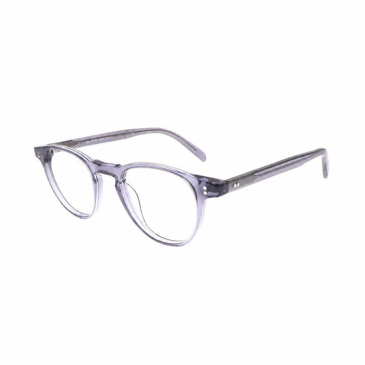 Joy Style HA76C8 grey eyeglasses angled view on white background