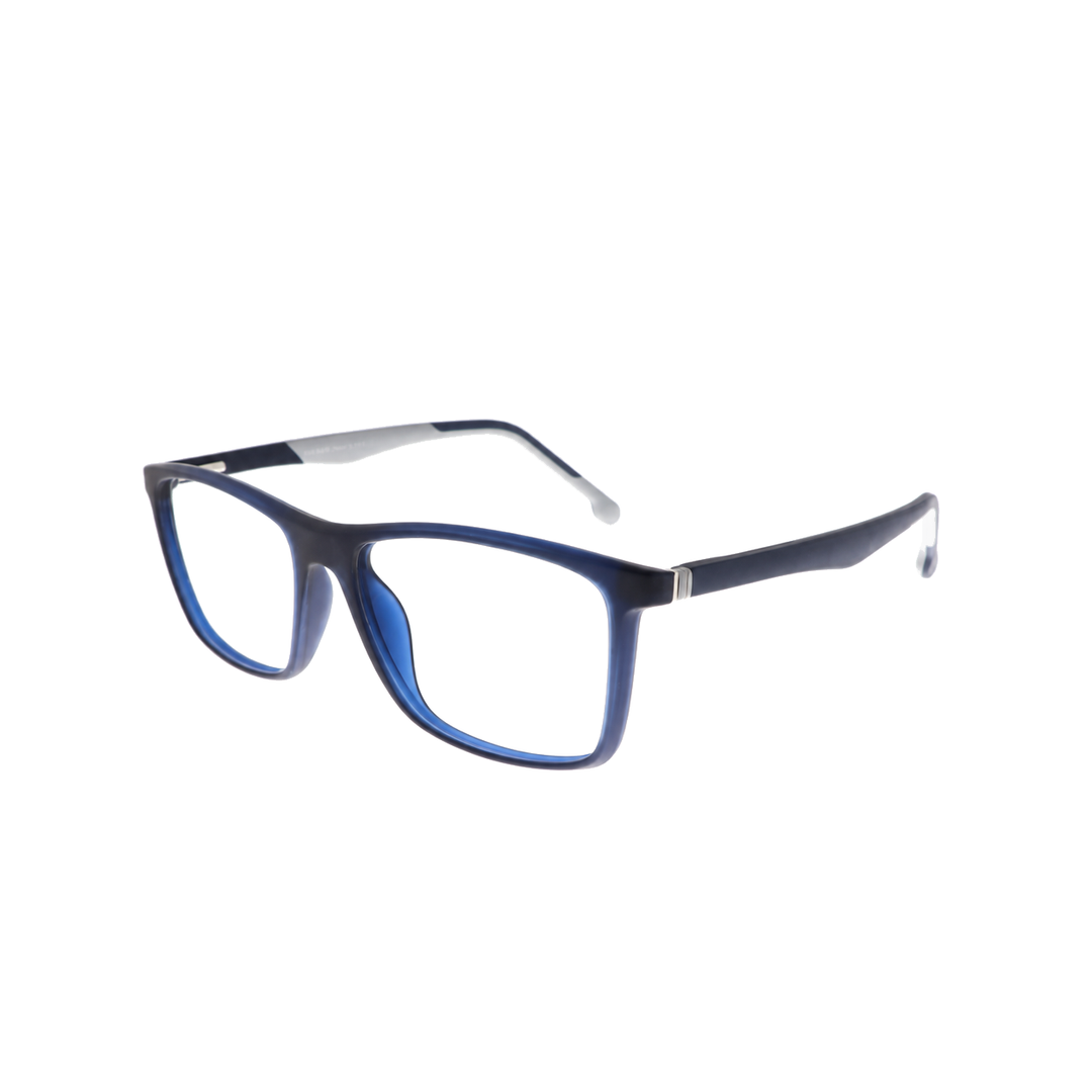 Joy Style HF101C4 blue eyeglasses angle view on white background