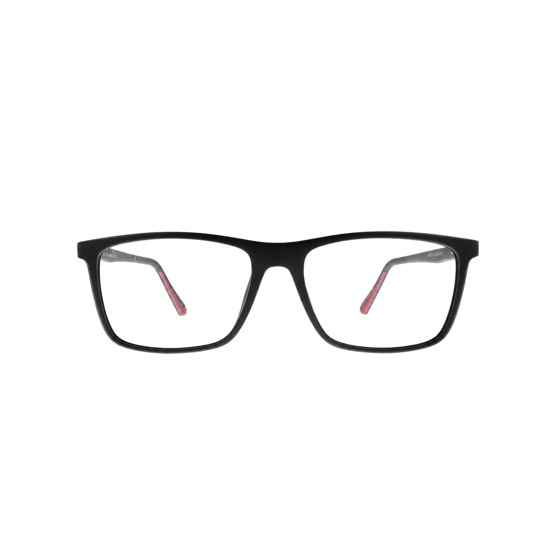 Joy Style HF201C3 matte black eyeglasses front view on white background