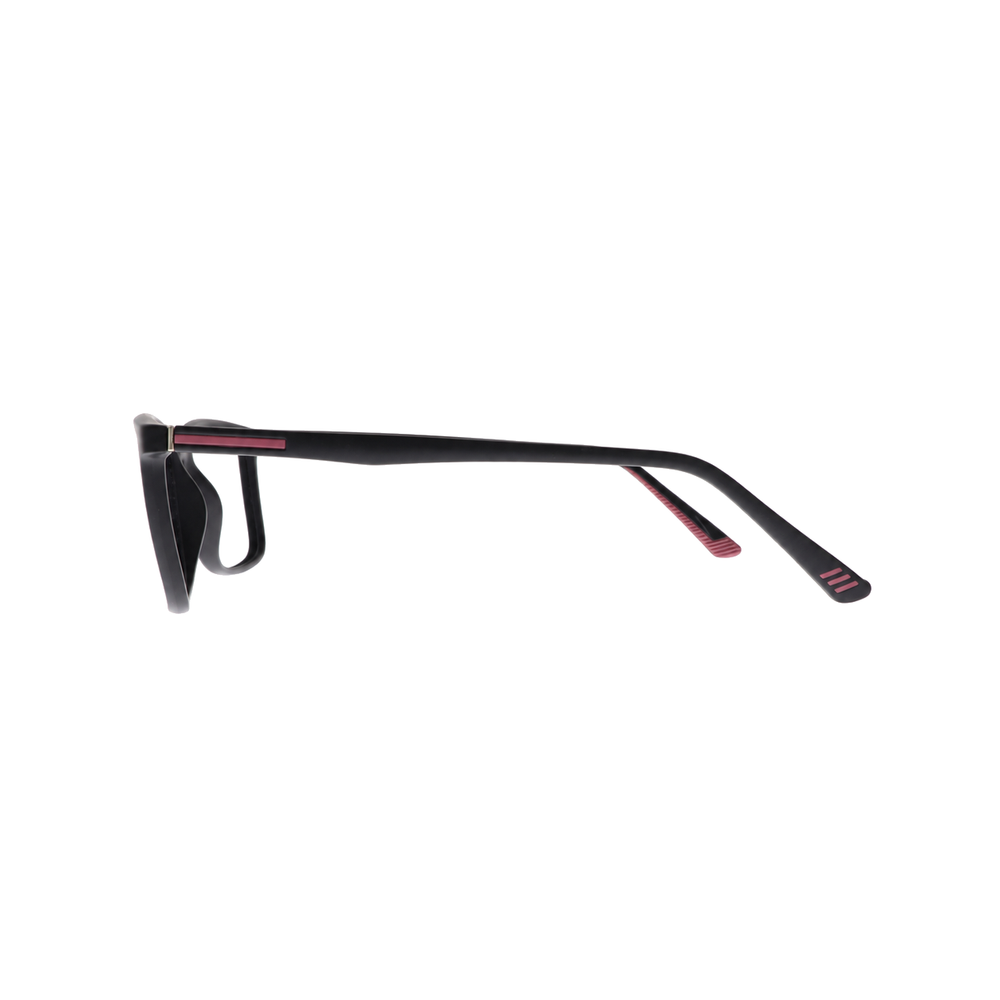 Joy Style HF201C3 matte black eyeglasses side view on white background