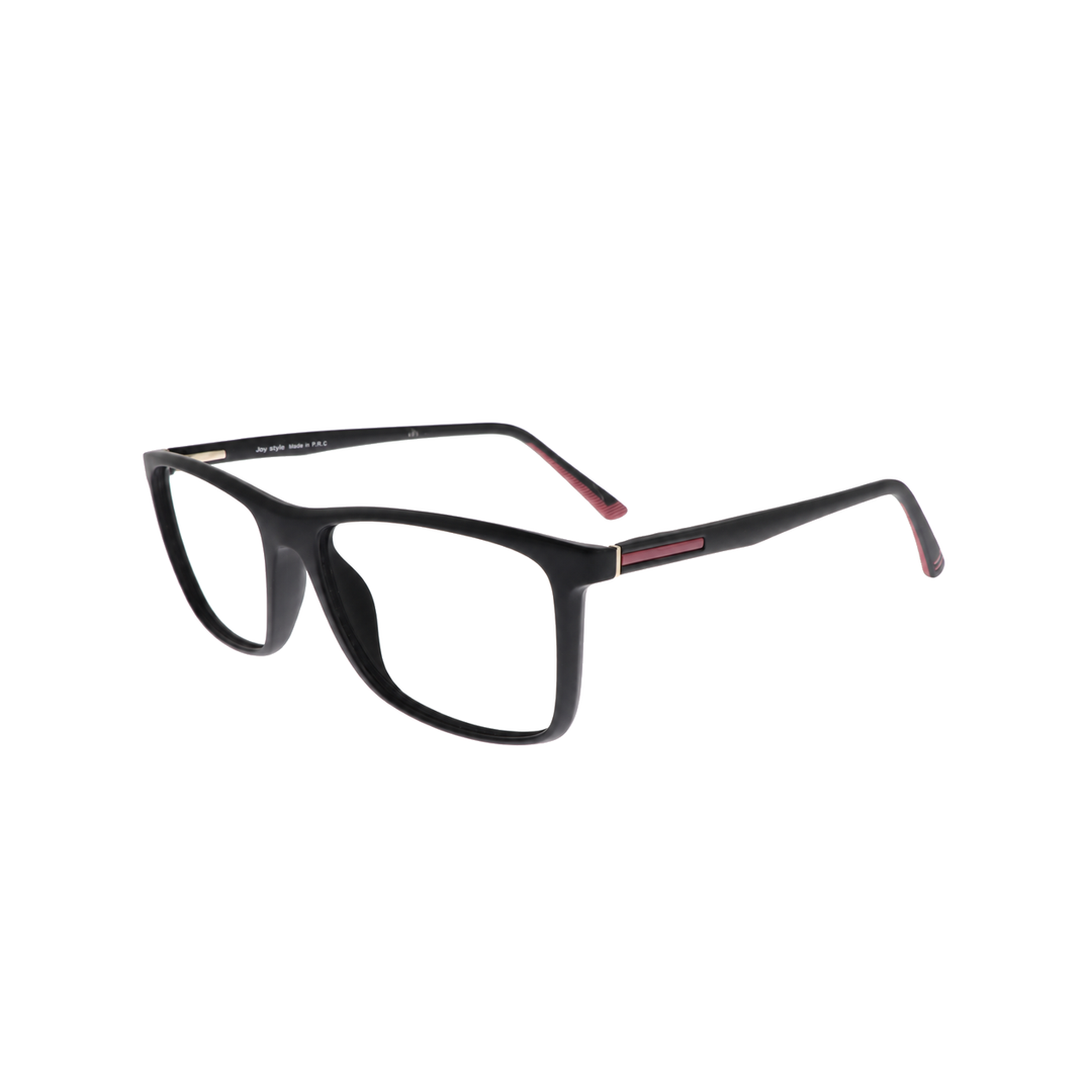 Joy Style HF201C3 matte black eyeglasses angle view on white background