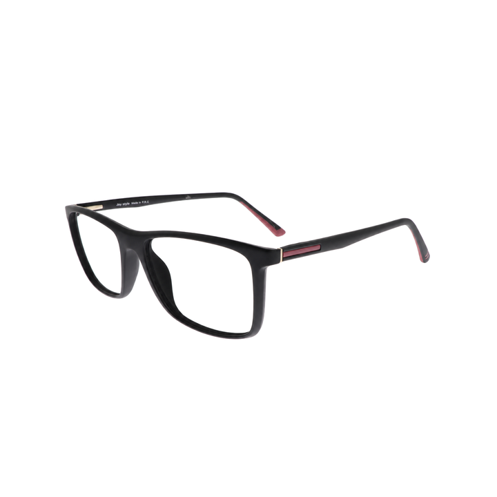 Joy Style HF201C3 matte black eyeglasses angle view on white background