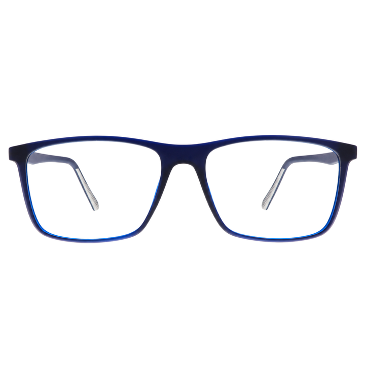 Joy Style HF201C4 matte blue eyeglasses front view on white background
