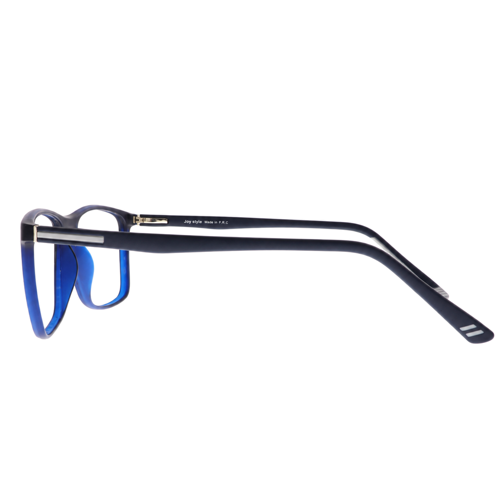 Joy Style HF201C4 matte blue eyeglasses side view on white background