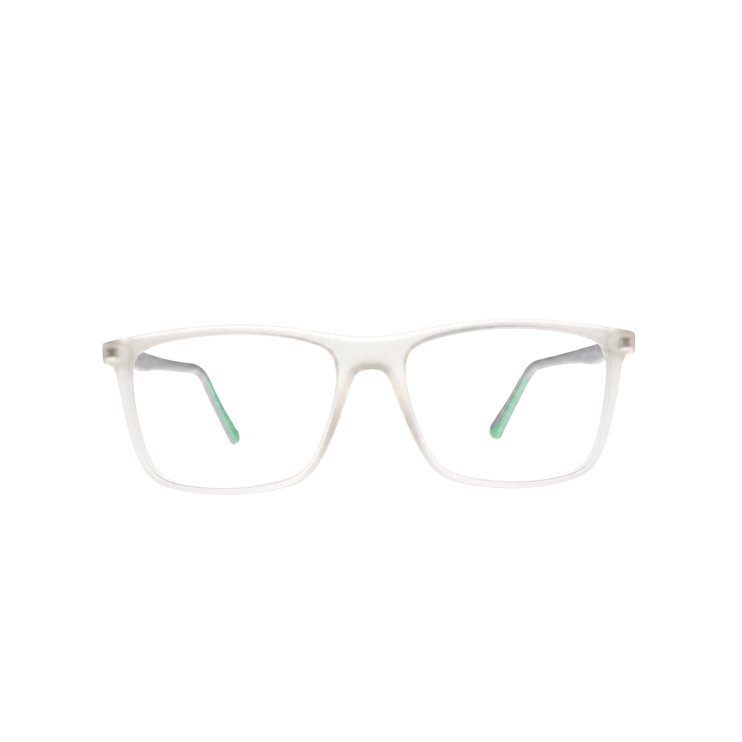 Joy Style HF201C7 clear white eyeglasses front view on white background