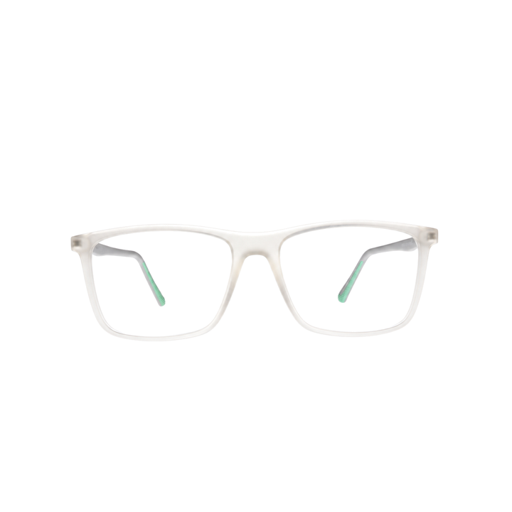 Joy Style HF201C7 clear white eyeglasses front view on white background