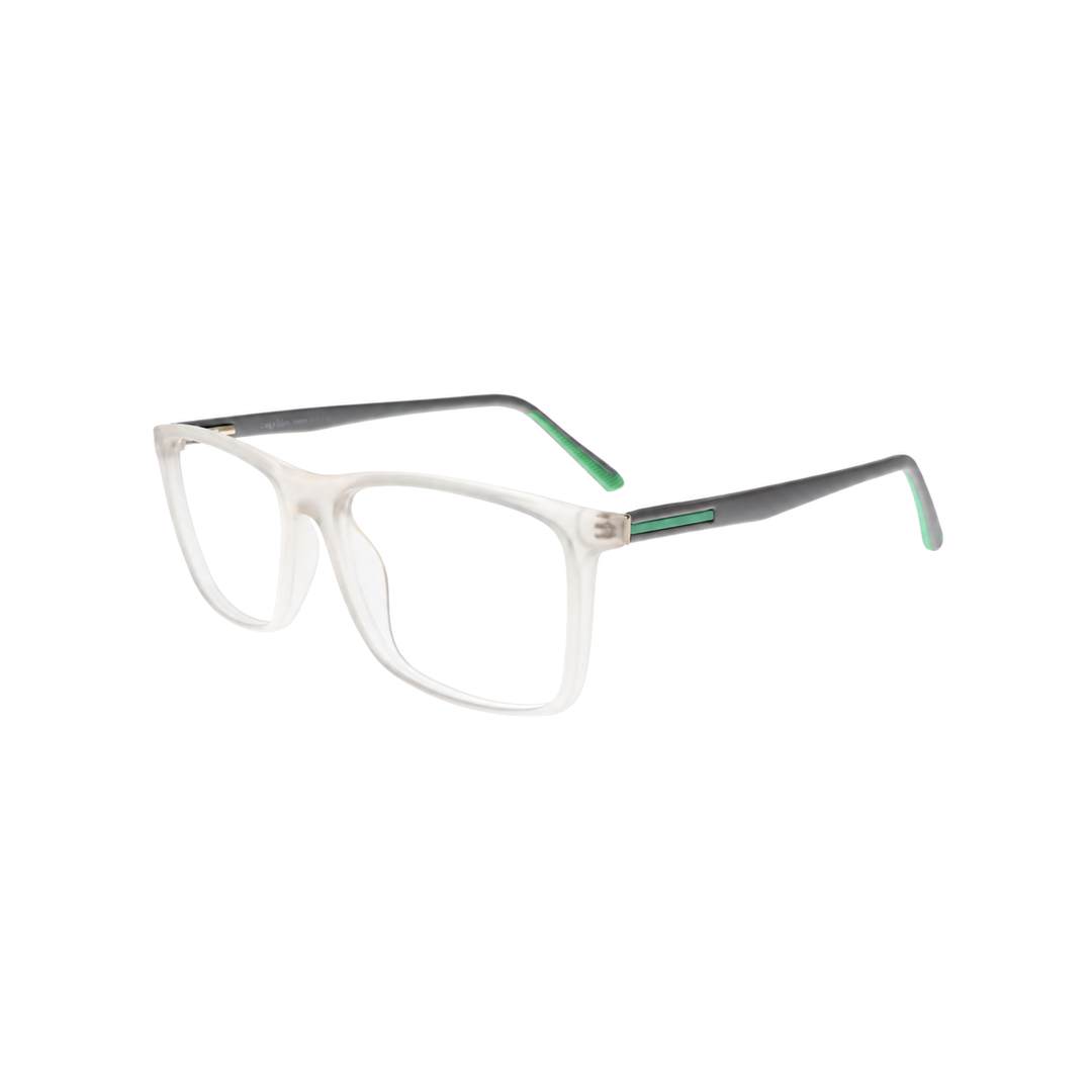 Joy Style HF201C7 clear white eyeglasses angle view on white background