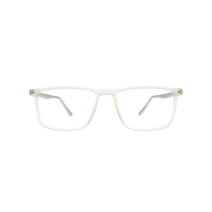 Joy Style HF304C7 clear white eyeglasses front view on white background