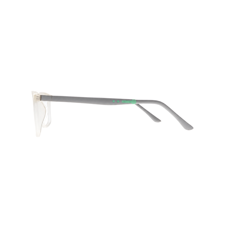 Joy Style HF304C7 clear white eyeglasses side view on white background