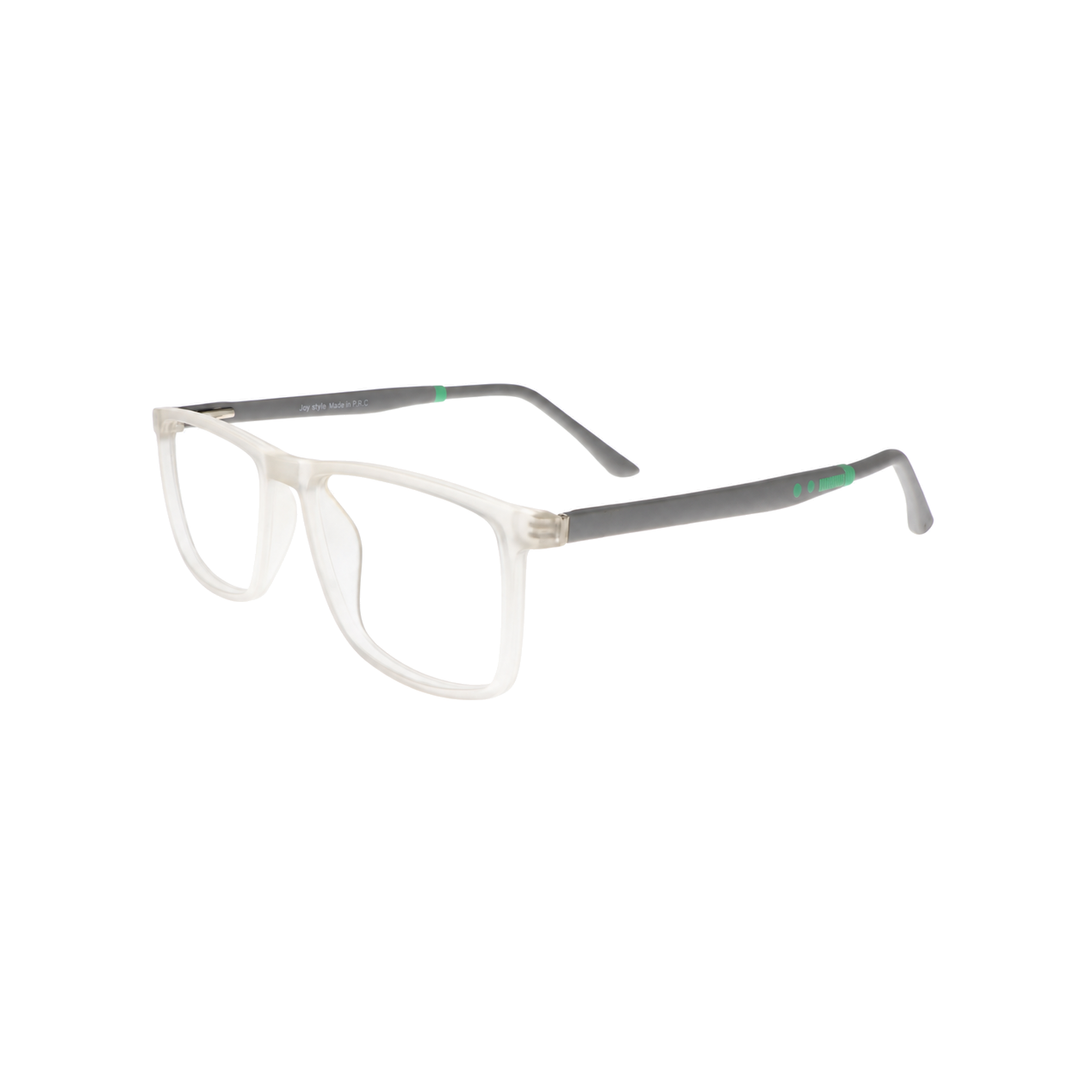 Joy Style HF304C7 clear white eyeglasses angle view on white background