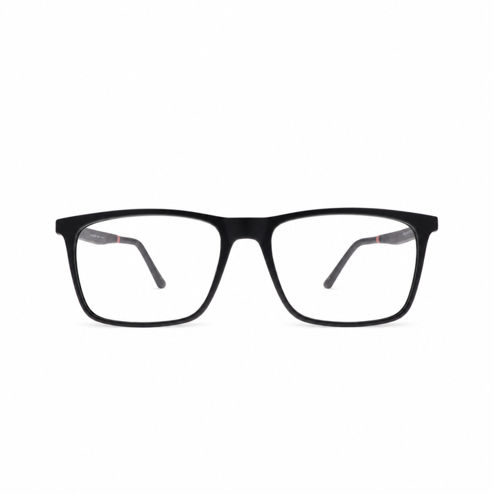 Joy Style JOYHF306C3 matte black eyeglasses front view on pure white background