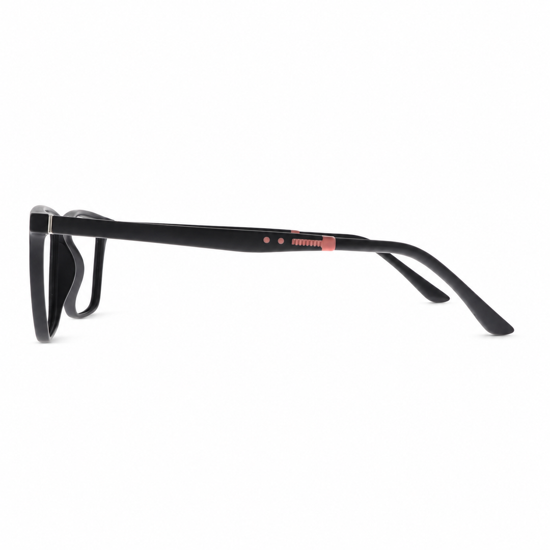 Joy Style JOYHF306C3 matte black eyeglasses side view on pure white background