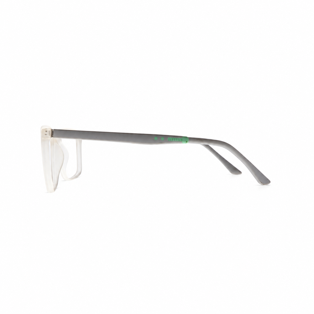 Joy Style JOYHF306C7 clear white eyeglasses side view on pure white background