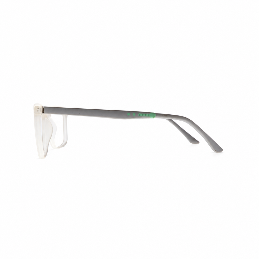 Joy Style JOYHF306C7 clear white eyeglasses side view on pure white background