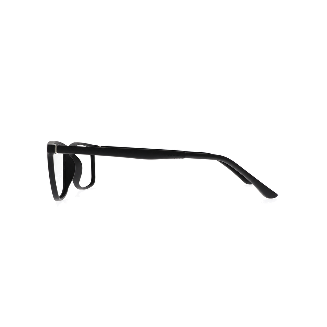 Joy Style JOYHF309C1 matte black eyeglasses side view on white background