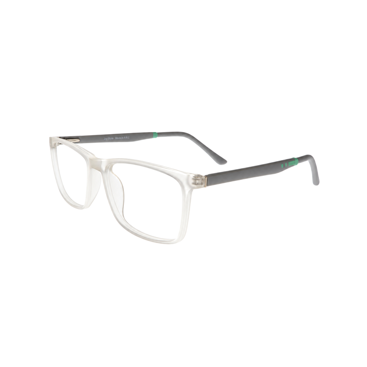Joy Style JOYHF309C7 clear white eyeglasses angle view on white background