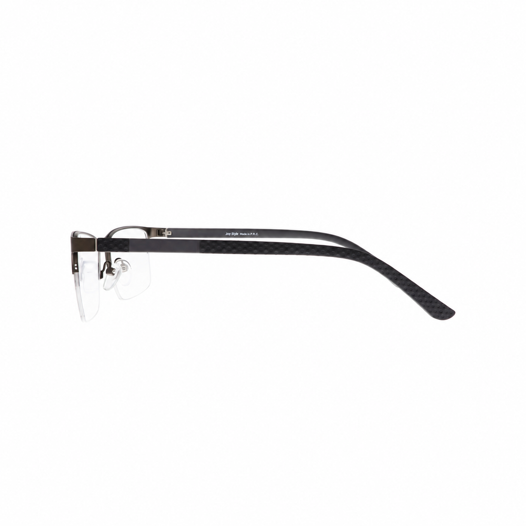Joy Style For Unisex Metal Eyeglasses Semi-Rimless Square Shape Size 52 Ht23-69c3 Gunmetal