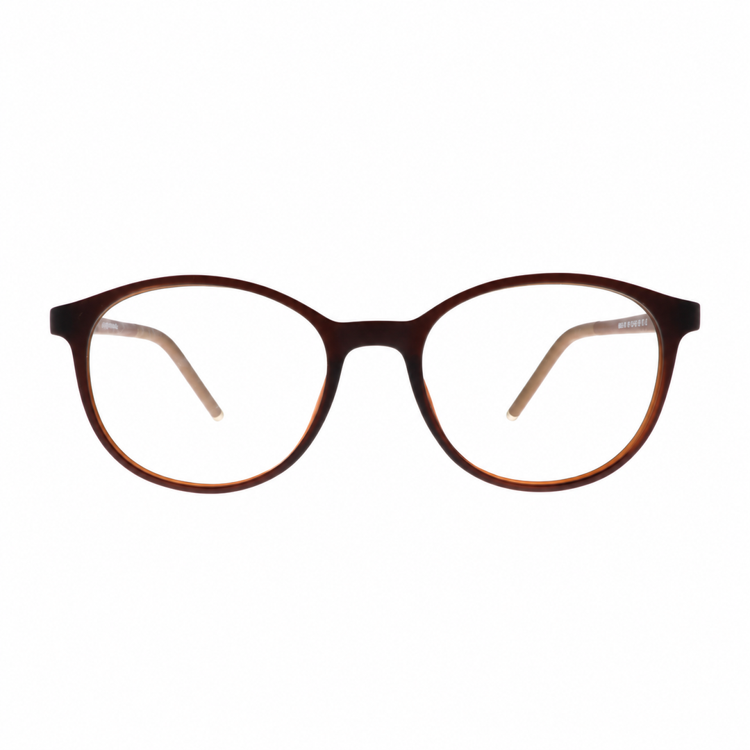 Joy Style MB01-04C3 brown eyeglasses front view on white background