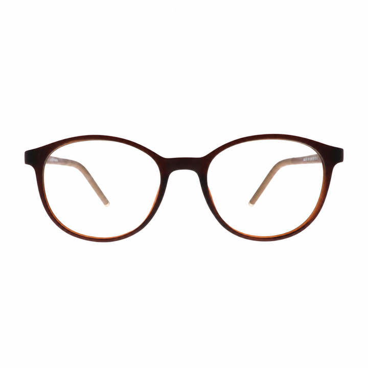 Joy Style MB01-04C3 brown eyeglasses front view on white background