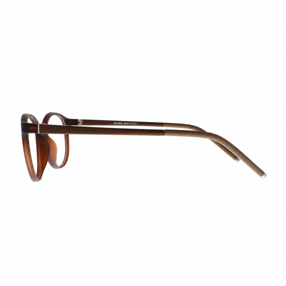 Joy Style MB01-04C3 brown eyeglasses side view on white background