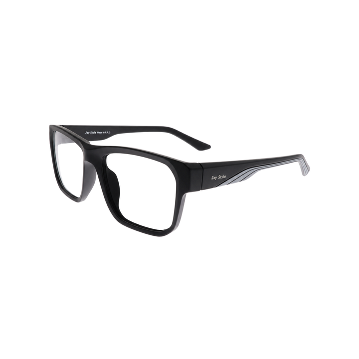 Joy Style JOYOLD0049TC1 matte black eyeglasses angle view on white background