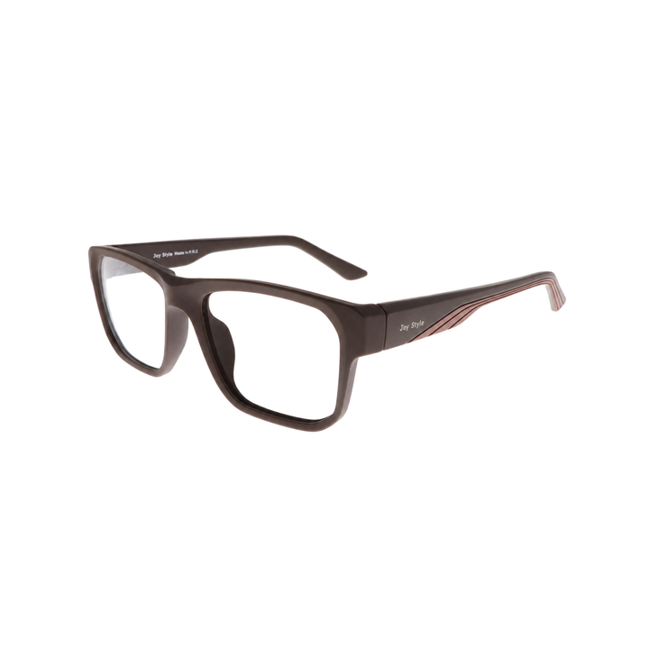 Joy Style JOYOLD0049TC5 matte brown eyeglasses angle view on white background