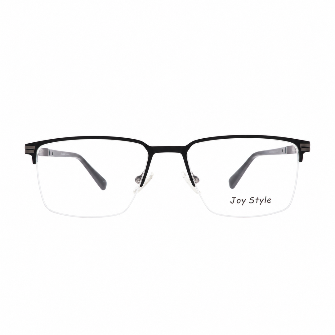 Joy Style For Unisex Metal Eyeglasses Semi-Rimless Square Shape Size 54 Old1081mc2 Matte Black